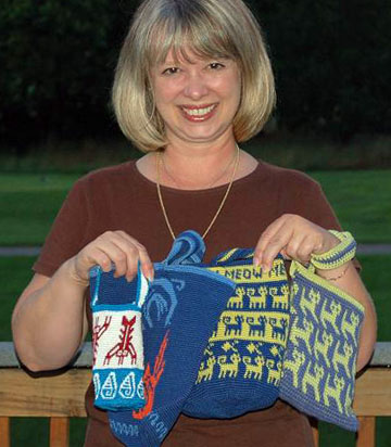 Carol Cathey with her tapestry crochet