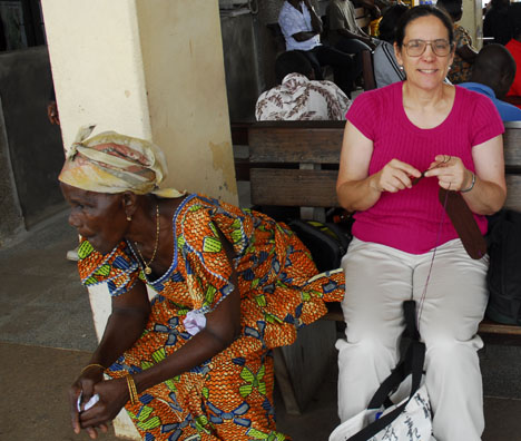 Carol tapestry crocheting in Ghana