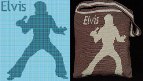 Elvis Graph and Tapestry Crochet Bag