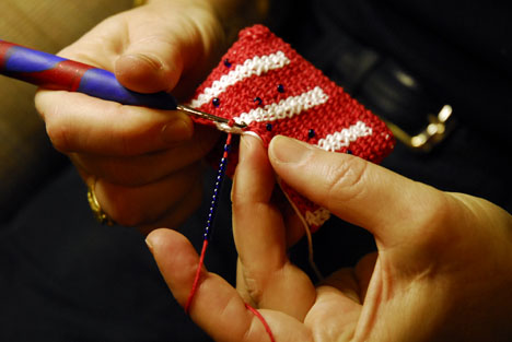 Detail of Heidi tapestry crocheting