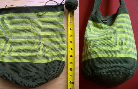 La Guapa’s green tapestry crochet bag