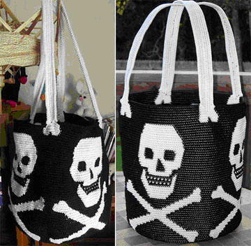 Two Tapestry Crochet Skull Bags